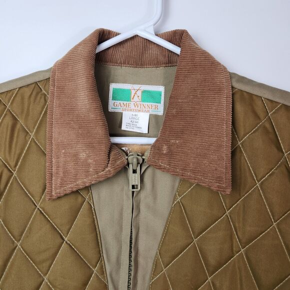 Vtg Hunting Jacket Mens L Duck Canvas Quilted Corduroy‎ Collared Outdoors Rugged - Picture 2 of 11